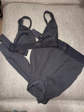 Skims - USED Women’s Black Ribbed Bralette and High-Waist Brief Set Size Small